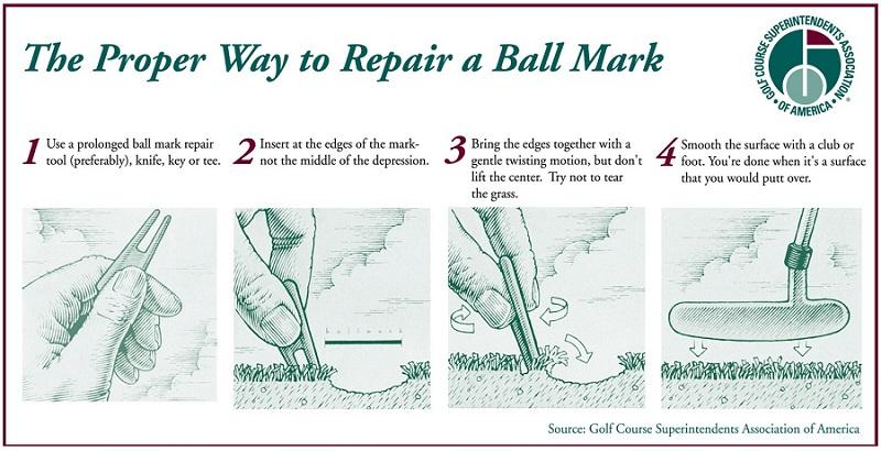 Proper Way to Repair a Ball Mark GCSAA